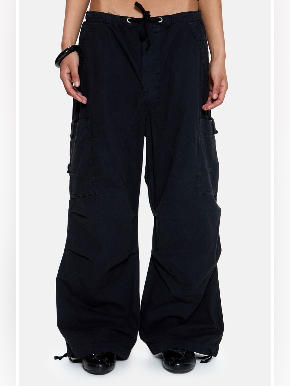 Jaded London Parachute Cargo Pants Black